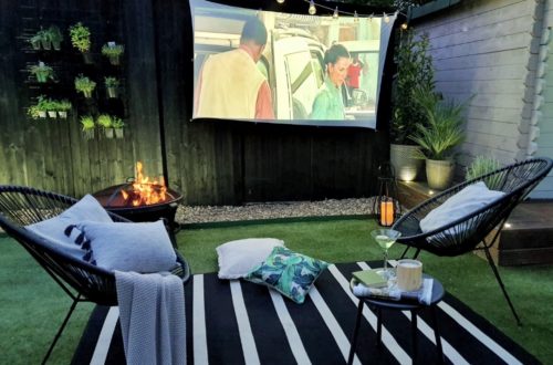 Outdoor garden cinema movie night